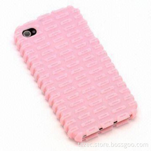 Silicone Mobile Phone Case for iPhone 4, Available in Pink Colors
